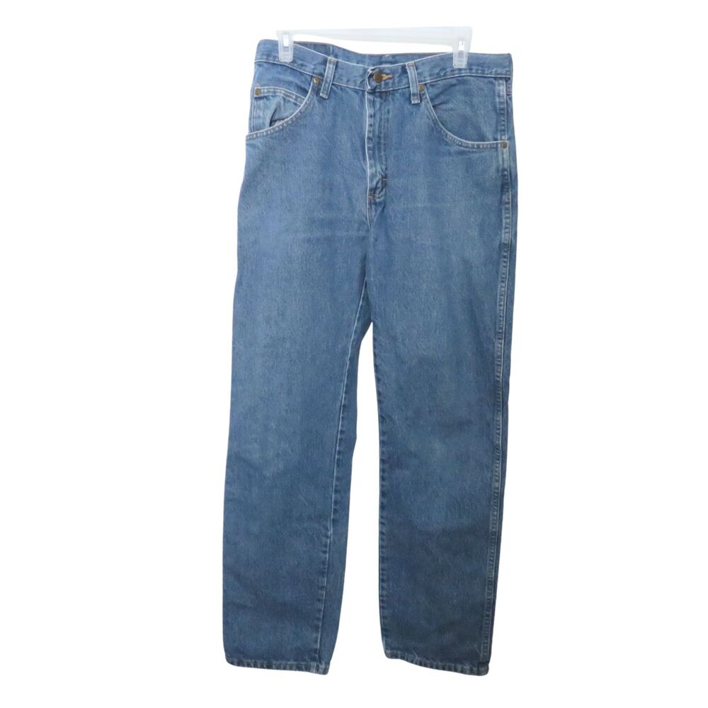 Wrangler Mens Jeans Medium Wash 33 x 32 Regular Fit Straight Leg